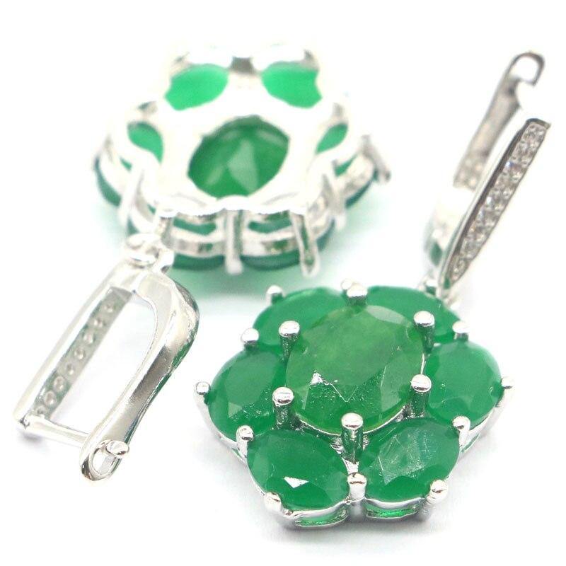 New for 2021 Green Emerald White CZ Silver Earrings Pendant - The Jewellery Supermarket