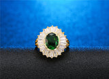 New Luxury Green Gold Color Oval AAA+ Cubic Zirconia Diamonds Engagement Ring - The Jewellery Supermarket
