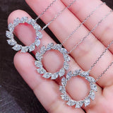New Luxury Halo AAA+ Cubic Zirconia Diamonds Silver Pendant Necklace