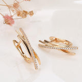 New Minimalist Style Rose Gold Drop Geometric lines Cross Natural Zircon Earrings - The Jewellery Supermarket