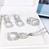 New Retro Fashion Silver AAA+ Zirconia Metal Chain Drop Earrings - The Jewellery Supermarket