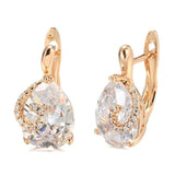 New Rose Gold Water Drop AAA+ CZ Diamonds Bride Wedding Earrings