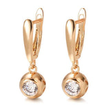 New Round White Natural AAA+ Zircon Rose Gold Luxury Dangle Earrings - The Jewellery Supermarket