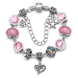 New Style Trendy Silver Plated Charms Bracelet & Bangles With Crystal Beads