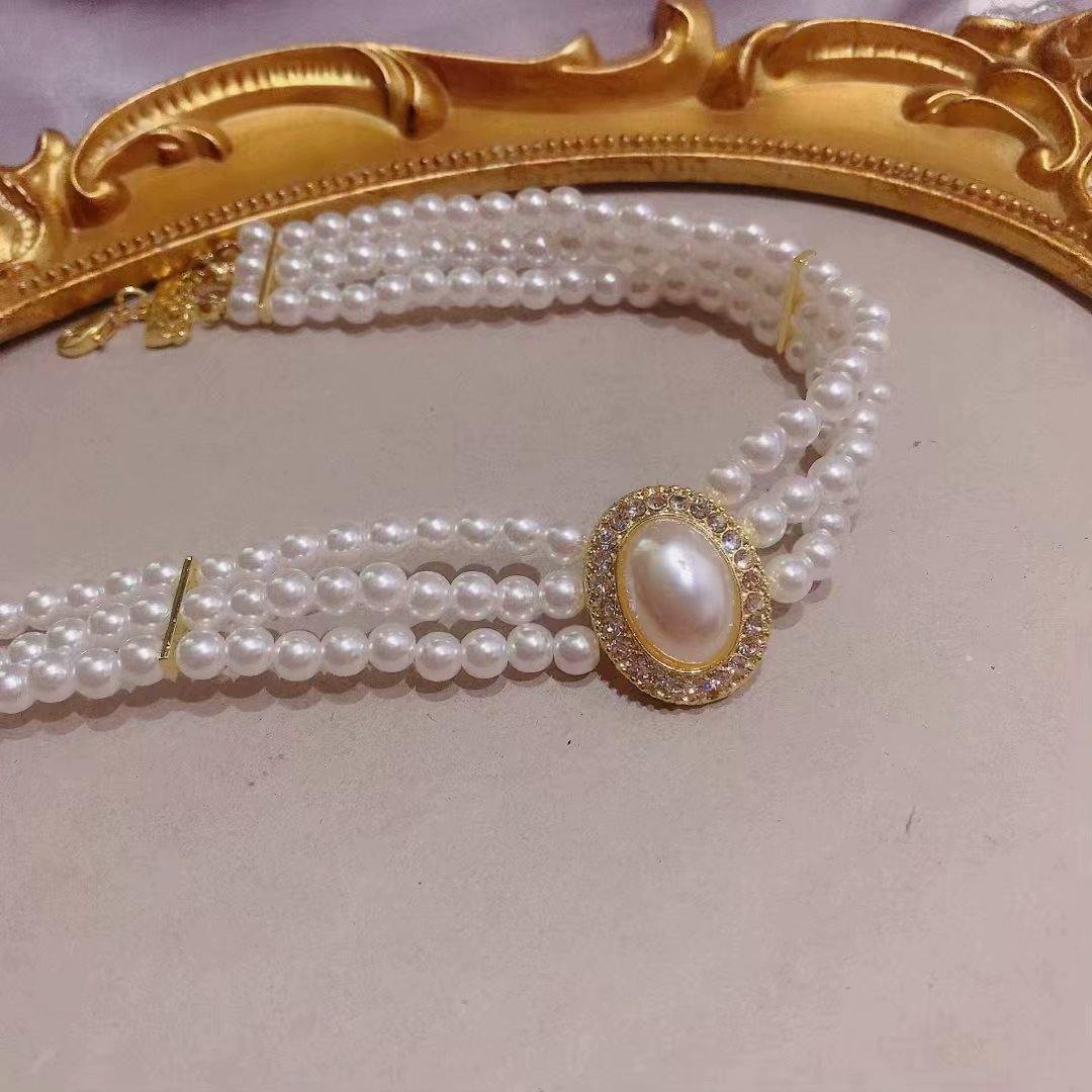 New Trend Jewellery Fashion Elegant Light Luxury Three-Layer Pearl Collar, - The Jewellery Supermarket