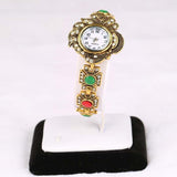 New Vintage Luxury Jewelry Antique Gold Color Crystal Wrist Watch Bracelet