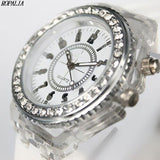New Women Fashion Geneva LED Backlight Crystal Quartz Sport Waterproof Wristwatches - The Jewellery Supermarket