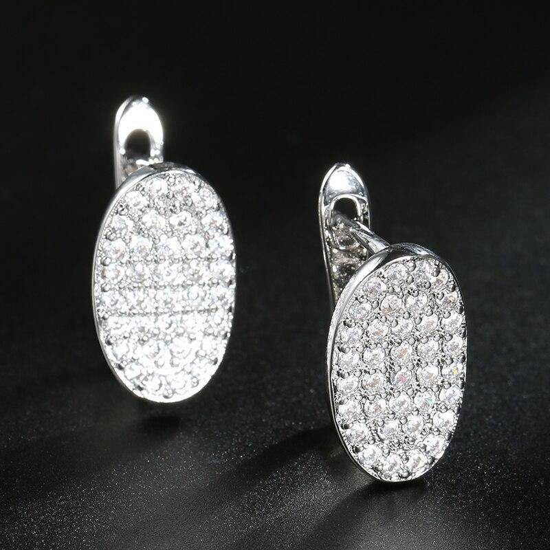 Oval AAA+ High Quality White Cubic Zirconia Gold Plated Earrings - The Jewellery Supermarket