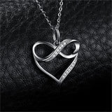 Pretty 925 Sterling Silver AAA+ Cubic Zirconia Diamonds Infinity Love Heart Pendant