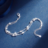 Pretty 925 Sterling Silver Jewellery Five-pointed Stars Bracelet - The Jewellery Supermarket