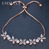 Pretty AAA White Cubic Zirconia Diamonds Flower Charm Bracelet