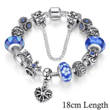 Queen Jewelry Silver Plated Charms Bracelet & Bangles With Queen Crown Beads