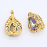 Rainbow Semi-precious Gold Color Water Drop Hoop Earrings Necklace Ring Set - The Jewellery Supermarket