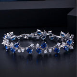 Romantic 925 Sterling Silver AAA Cubic Zirconia Diamonds and Crystals Bridal Bracelet