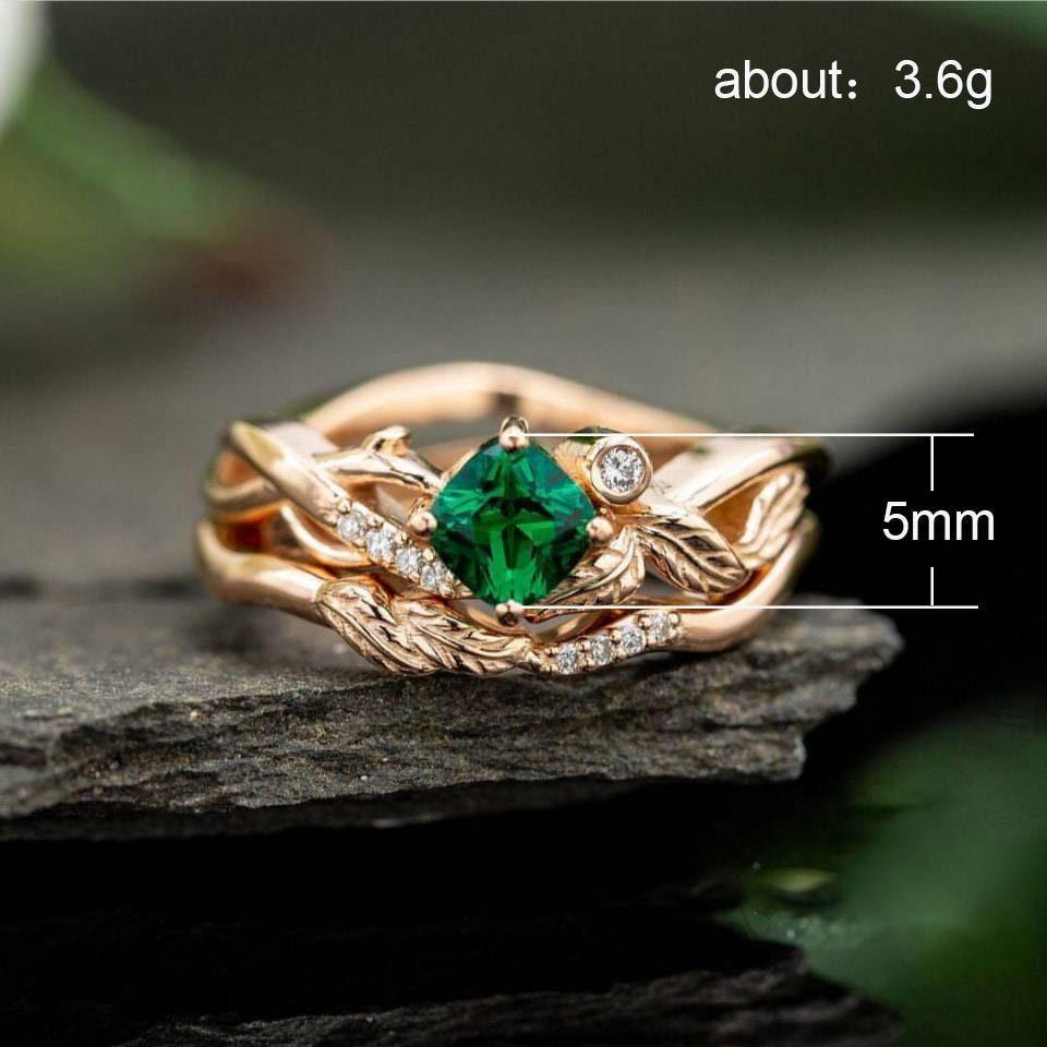 Romantic Irregular Plant Geometric Green Cubic AAA Zircon Crystal Ring - The Jewellery Supermarket