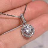 Silver Color S925 VVS1 Simulated Diamond 2 Carat Necklace Pendant for Women