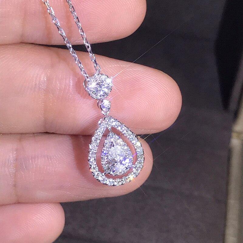 Silver Cute/Romantic Water Drop Simulated Diamond Necklace Pendant for Women - The Jewellery Supermarket