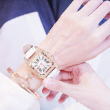 Starry Square Dial CZ Diamond Bracelet Quartz Wristwatch - The Jewellery Supermarket