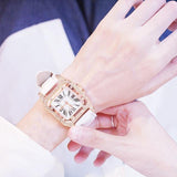 Starry Square Dial CZ Diamond Bracelet Quartz Wristwatch - The Jewellery Supermarket