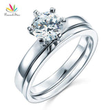 Superb 1.25 Carat 2-PC Simulated Lab Diamond Promise Engagement Silver Ring Set - The Jewellery Supermarket