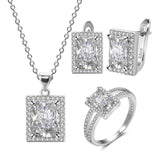 Superb Silver AAA+ Cubic Zirconia Diamonds Fine Jewelry Set