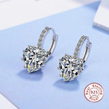 Superb Sterling Silver AAA Cubic Zirconia Diamonds  and Crystals Heart Earrings