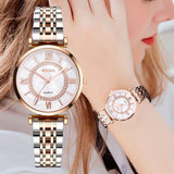 Top Brand Fashion Diamond Ladies Quartz Watch Steel Luxury Crystal Women Bracelet Watches