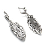 Top Quality Bohemian Black Stone Tibetan Silver Mosaic AAA Grey Crystal Oval Earrings - The Jewellery Supermarket
