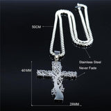 Tree of Life Cross Stainless Steel Silver Color Statement Necklace - The Jewellery Supermarket