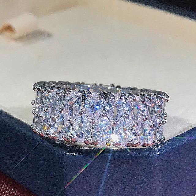 Trendy Luxury Silver Colour AAA+ Cubic Zirconia Diamonds Dazzling Promise Rings - The Jewellery Supermarket