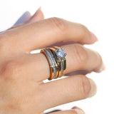 Trendy Round AAA+ Cubic Zirconia Diamonds 2Pcs Engagement Wedding Ring Set - The Jewellery Supermarket