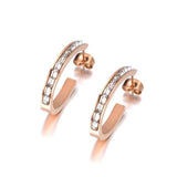 Trendy Stainless Steel Shining AAA+ Cubic Zirconia Diamonds Rose Gold Colour Earrings - The Jewellery Supermarket