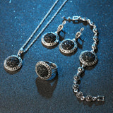 Unique Bohemia Silver Plated 4pcs Black Broken Stone Jewellery Set - The Jewellery Supermarket