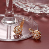 Vintage Flower Rose Gold AAA+ CZ Diamonds Dangle Fashion Glossy Earrings - The Jewellery Supermarket