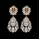 Vintage Geometric Crystal Flower Water Drop AAA+ Cubic Zirconia Diamond Earrings