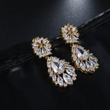 Vintage Geometric Crystal Flower Water Drop AAA+ Cubic Zirconia Diamond Earrings - The Jewellery Supermarket