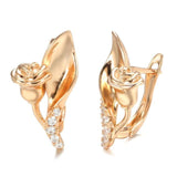 Vintage Look 585 Rose Gold Colour Natural zircon Rose Earrings