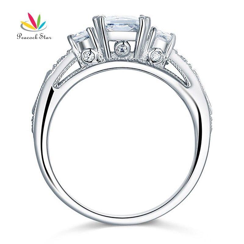 Vintage Style 3-Stone Simulated Lab Diamond Bridal Wedding Silver Ring - The Jewellery Supermarket