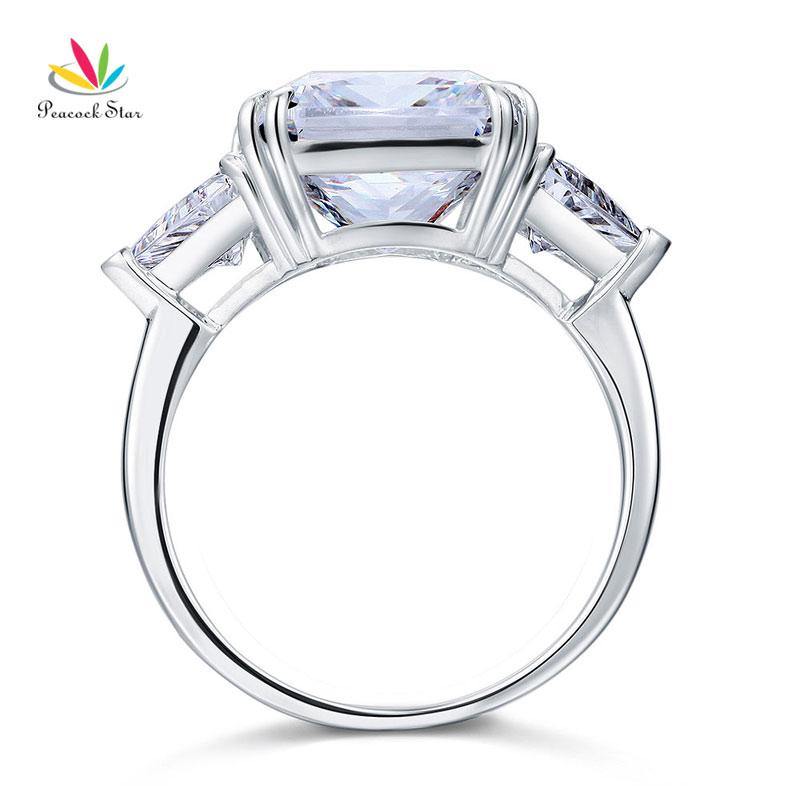 Wonderful 8 Carat Simulated Lab Diamond Silver Three-Stone Luxury Ring - The Jewellery Supermarket