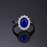 Wonderful 925 Sterling Silver Created Blue Sapphire Engagement Wedding Ring - The Jewellery Supermarket