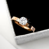 Wonderful One Carat Rose Gold Colour Titanium AAA+ Cubic Zirconia Wedding Ring