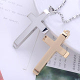 Fine Two Colors Silver and Gold 316l Stainless Steel Cross Necklace Pendant - Christian Popular Jewellery - The Jewellery Supermarket