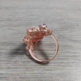 VINTAGE FASHION RINGS 14K Rose Gold Color Red Lab Ruby Gemstone Ring for Women - The Jewellery Supermarket