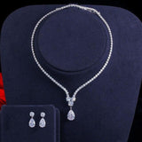 Fashion AAA+ Cubic Zirconia Diamonds Water Drop Pendant Necklace and Earrings Wedding Jewellery Sets - The Jewellery Supermarket