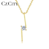 NEW Sterling Silver Square AAA+ Cubic Zircon Diamonds Letter Z Gold Color Link Chain Pendant Necklace - The Jewellery Supermarket