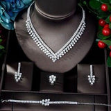 NEW - Shining Pave Leaf Design AAA+ Cubic Zirconia Diamonds Jewellery Set - The Jewellery Supermarket