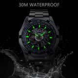 NEW - Top Brand Luxury Stainless Steel Waterproof Transparent Mechanical Skeleton Watches - The Jewellery Supermarket