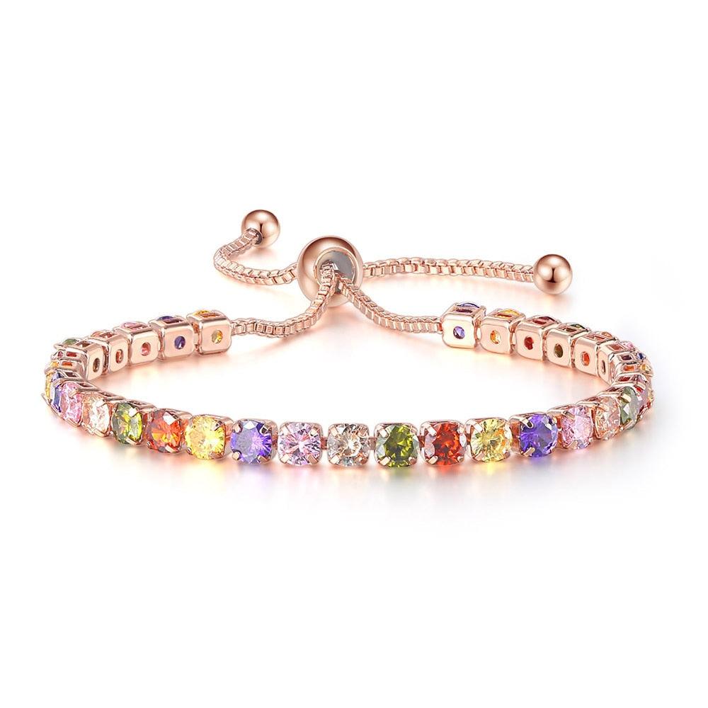 CHARMING Adjustable Colorful Birthstone AAA CZ Crystals MUlticolour Tennis Bracelets for Women - The Jewellery Supermarket