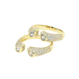 NEW Open Rose Gold Color Micro Pave White Tear Drop AAA+ Cubic Zirconia Diamonds Rings - The Jewellery Supermarket