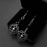 Gothic Punk Style Hollow Heart Cross Pendant Earrings - Christian Dark Art Goth Jewellery Earrings for Women